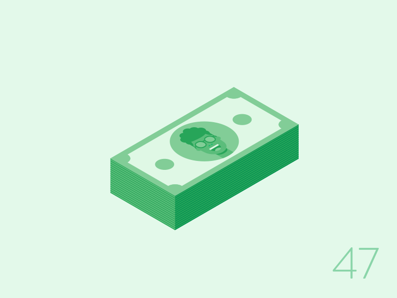 47/100: Money Move 3d dollar flat green isometric money slide