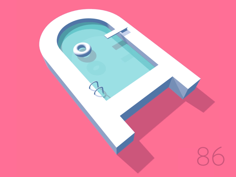 86/100: A for Agua 36days-a 36daysoftype 3d a c4d gif letter a loop pool type typography
