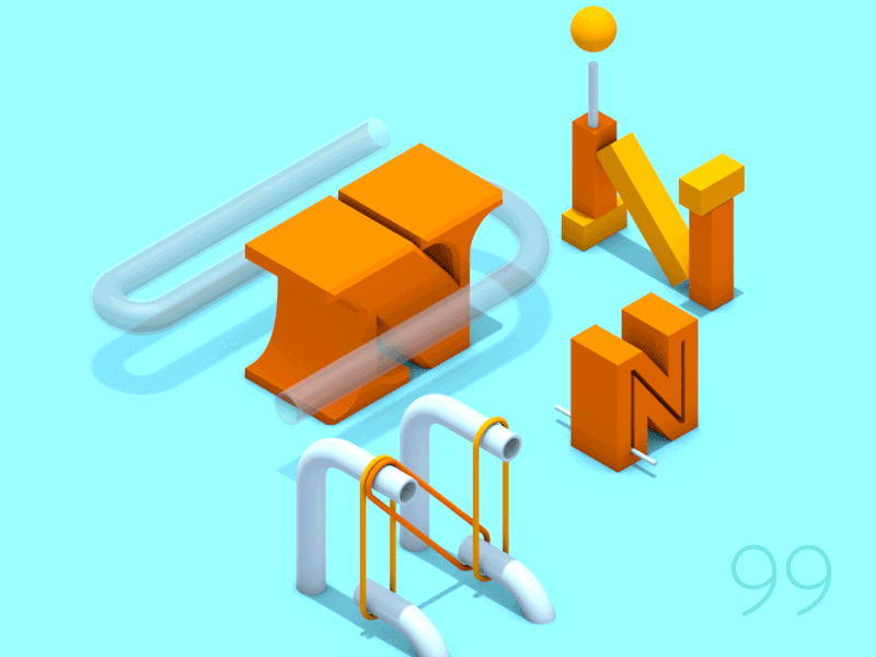 99/100: Letter N for Naranja 36days n 36daysoftype 3d c4d factory gif letter n luggage n type typography