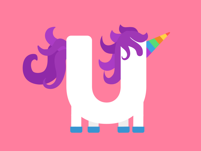 Letter U for Unicornio 🦄 36days-u 36daysoftype gif letter u loop pony type typography unicorn