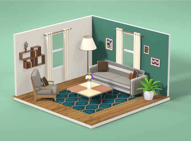 Isometric Living Room by Prodigi Interactive on Dribbble