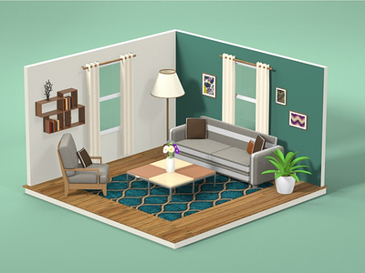 Isometric Living Room 3d architecture interior design isometric isometric art isometry render rendered renders