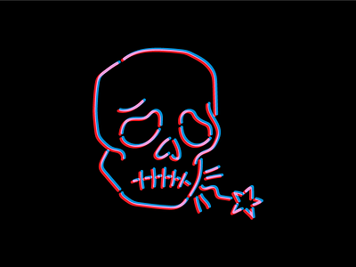 Neon Toothache digital illustration graphic design illustration neon skull