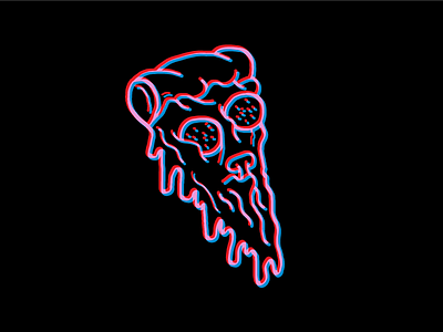 Neon Pizza digital illustration graphic design illustration neon skull