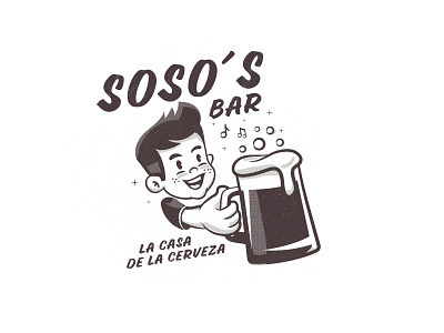 soso´s bar logo beer branding classic design funny graphic design illustration logo people vector vintage