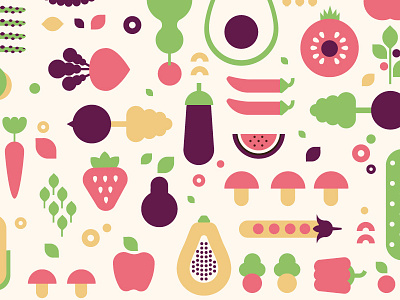 Natural Day Pattern food vegetables fruits salads