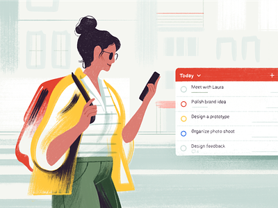 New Todoist Android Widget app character illustration organization productivity project management todoist ui