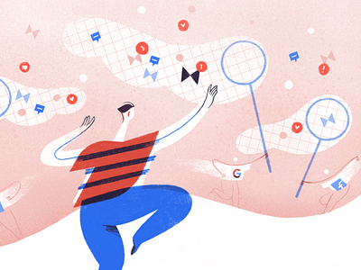 Can Tech Companies Really Un-Distract Us? attention butterfly net distraction editorial illustration notifications