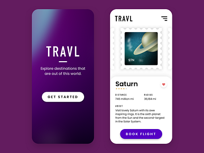 Travel App app application challenge daily ui dribbbleweeklywarmup gradient illustration sketch sketchapp space stamp travel ui ui design uiux