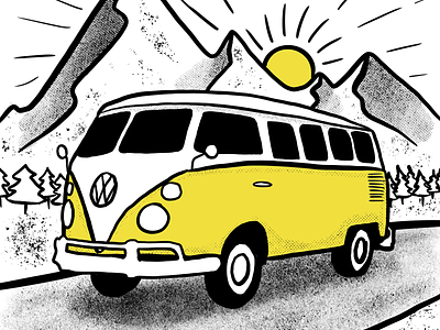 Hop on the bus Gus bus design drawing illustration illustrator ipad ipadpro procreate vintage yellow