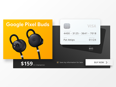 Single Product Checkout checkout credit card dailyui google pixel buds product sketch ui