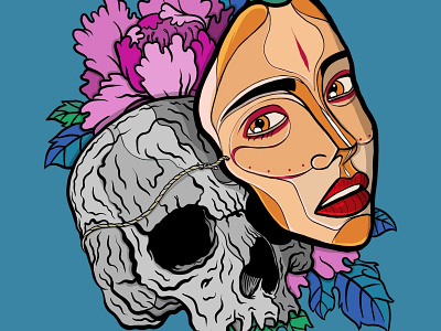 Mask art design face horror illustration neotraditional portrait skull tattoo