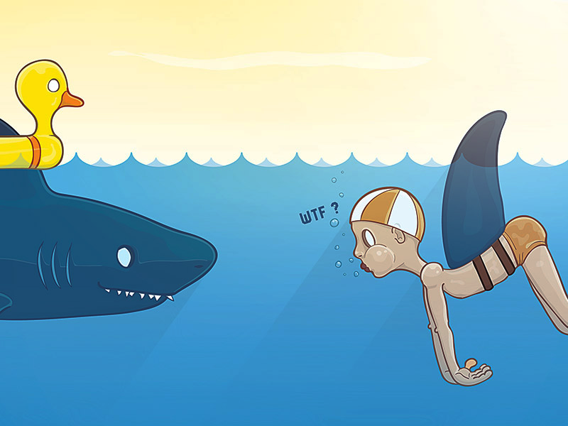 Boy and shark by jaieff on Dribbble