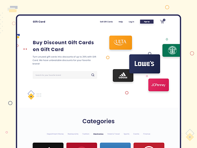 Buy and Sell Unused Gift Card Website adobe xd buy clean creative design gift card landing page minimal money money management sell specindia ux web white yellow