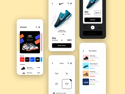 Shoed - Mobile App addidas adobe xd clean creative creative design minimal mobile app nike puma shoes shop sneakers store white