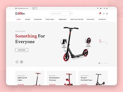 Scooterr Product Landing Page adobe xd clean clean creative design ecommerce flat landing page minimal product design scooter shopify specindia teens toddler white