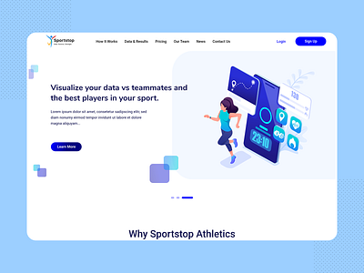 Landing page for Sportstop athlete clean creative design flat gym home page illustration landing page specindia sport team ui ux web