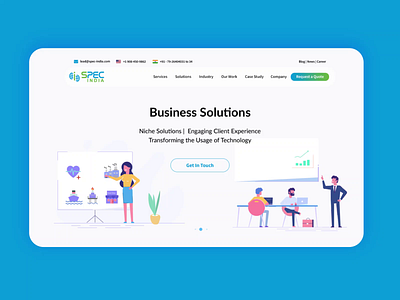 SPEC INDIA Business Solutions Website Design adobe xd after effects animation corporate flat hero banner illustration lottie minimal motion design specindia ui ux website