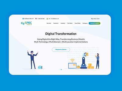 SPEC INDIA - Digital Transformation Banner animation branding clean creative corporate design development digital flat hero banner illustration lottie minimal solutions specindia vector