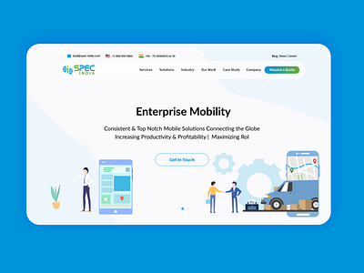 SPEC INDIA Enterprise Mobility Website Design animation corporate digital enterprise enterprise mobility enterprise software enterprise ux illustration lottie minimal mobile software solution ui ux web design