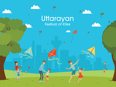 Festival of Kites Illustration adobe illustrator branding city festival illustration india kites landscape minimal procreate specindia ui