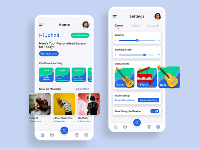 Music Learning App adobe xd clean creative design guitar learn mobile app music musician piano songs specindia ui ux