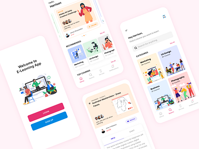 E-Learning App Concept adobe xd class clean creative coaching courses education elearning exam flat knowledge learning app minimal mobile app online specindia student study ui ux vector