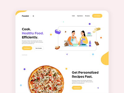 Online Cooking Website Design cook cooking cooking app design figma flat food foodie illustration ingredients interactive layout online pizza quarantine life recipe specindia ui ux website