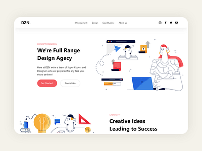 DZN Design Agency agency branding clean creative creative design design team graphics graphics design ideas illustration interface interfacedesign landing page minimal mobile app software house specindia ui ux website