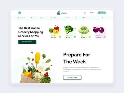 Online Grocery Delivery Homepage adobe xd clean creative design food fruits green grocery landing page offer online store order shopping specindia tracking ui ux vegetables website