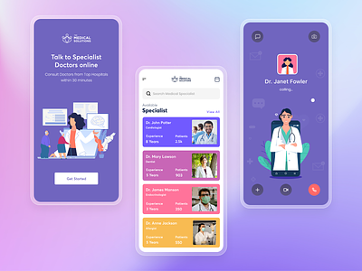 Medical Solution Mobile App Concept adobe xd clean creative consultant design doctor doctor app doctor appointment flat illustration medical minimal mobile app online patient app specialist specindia ui ux
