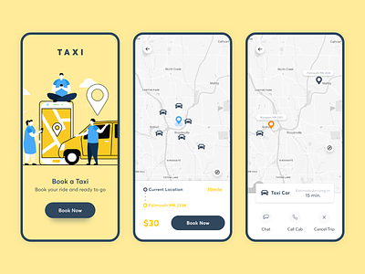 Taxi Booking App Concept app booking cab clean concept. mobile creative design flat minimal mobile app route specindia taxi ui ux