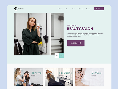 Landing page of Pure Beauty Salon