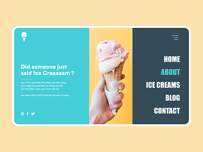 Landing Page for Ice Cream Shop clean creative flat minimal ux web design