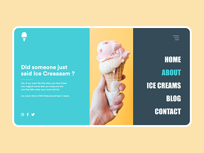 Landing Page for Ice Cream Shop