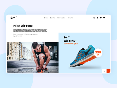 Nike Website Concept app branding clean creative design landing minimal nike shoes sports ui ux web design website