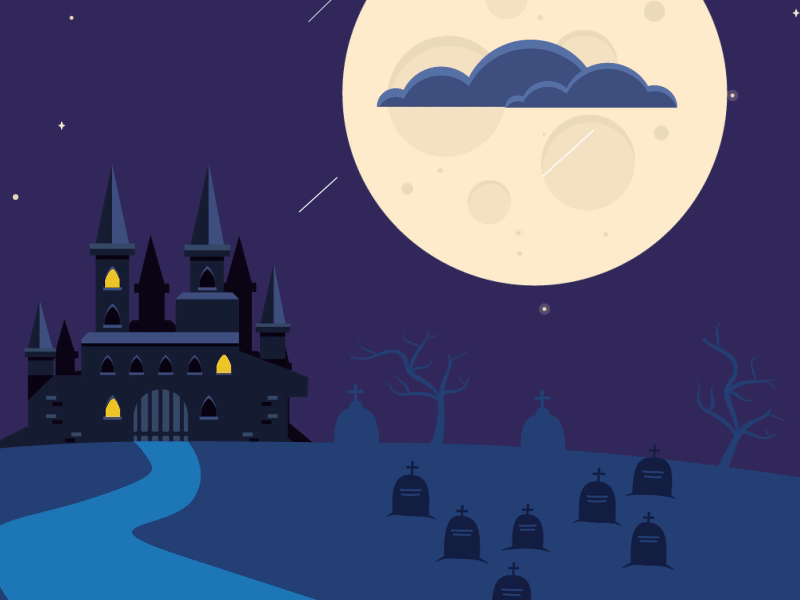 Boo... It's Halloween Time!!! after effect animation bat beast bones candy celebration design grave monster moonlit night spooky halloween witch zombie