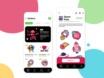 StickerApp for WhatsApp adobe xd app clean creative icon illustration minimal mobile mobile app design premium purchase stickers ui user experience user interface ux vector whatsapp