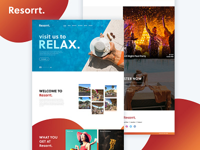 Landing Page Design for Resorrt Website adobe xd branding clean creative design entertainment flat fun holiday landing page minimal photoshop resort ui ux website