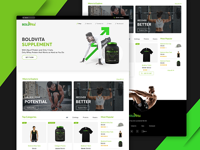 Landing Page for Supplement Website ecommerce fitness health landing page ui website