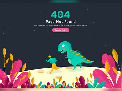 Daily UI - Day #008 - 404 Error Dark Theme 404 error 404 error page daily ui dinosaurs draw drawing planet procreate procreate app procreate art runaway sketch ui interface uiux design