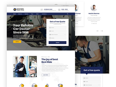 Website UI for Automobile Repair Shop