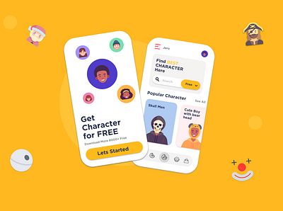 Character UI design character design charcter mobile mobile app mobile app design mobile design mobile ui mobile ui kit mobile uiux mobile ux