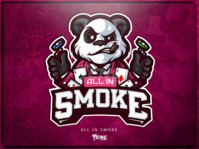 All in Smoke Panda Mascot brand branding cards character design esport game logo mascot panda poker sport