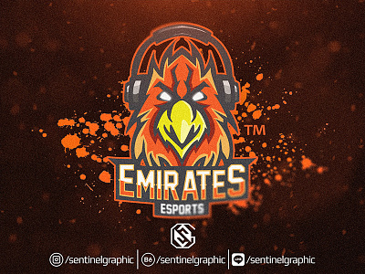 Emirates Esports Logo | Falcon Mascot Logo Sport esport falcon head logo mascot sport