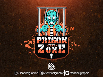 Prison Test Zone Esport Logo | Zombie Mascot Logo Sport branding character esport game gaming icon logo logos mascot sport sporty zombie