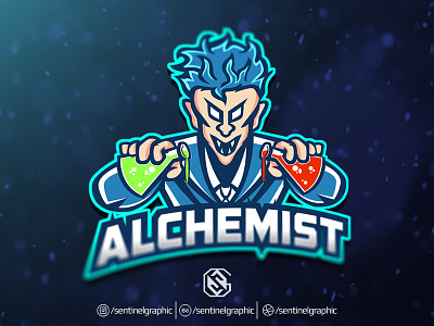 Alchemist Esport Logo | Mad Scientist Mascot Logo Sport alchemist character design esport logo mad mascot scientist sport