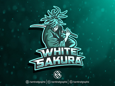 WHITE SAKURA Esport Logo | SAMURAI Mascot Logo Sport