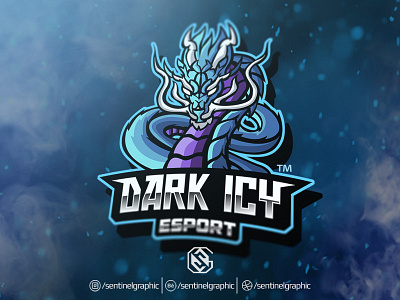 Dark Icy Esport Logo | Dragon Mascot Logo Sport