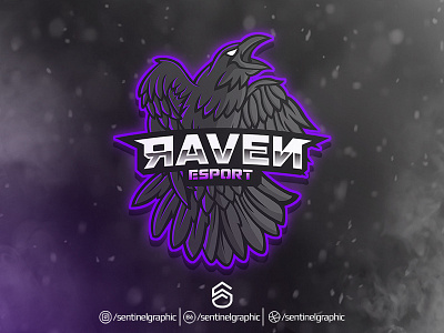 RAVEN Esport Logo | CROW Mascot Logo Sport bird character crow design esport logo mascot raven sport